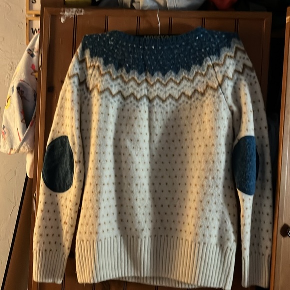Fjallraven Ovik Wool Fair Isle Blue White Wool Sweater XL - Picture 4 of 6